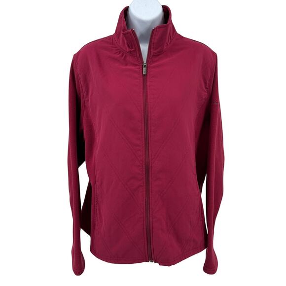 Columbia Jacket WMNS XL Fuchsia Full Zip High Neck Fleece Sleeve Quilted Outdoor - Picture 2 of 10